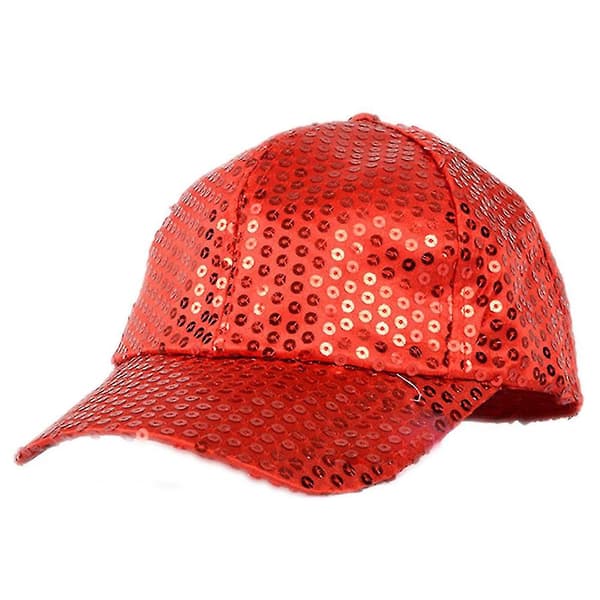 Dame Mænd Glitter Sequin Baseball Caps Snapback Justerbar Hatte Red