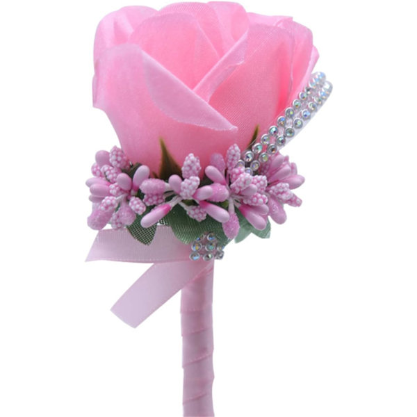 Rose Bryllupsknapphull Knapphull Håndlaget Corsage Knapphullsblomster Kunstige Bryllup Prom Bankett Blomsterdekor  (Mørk Rosa)