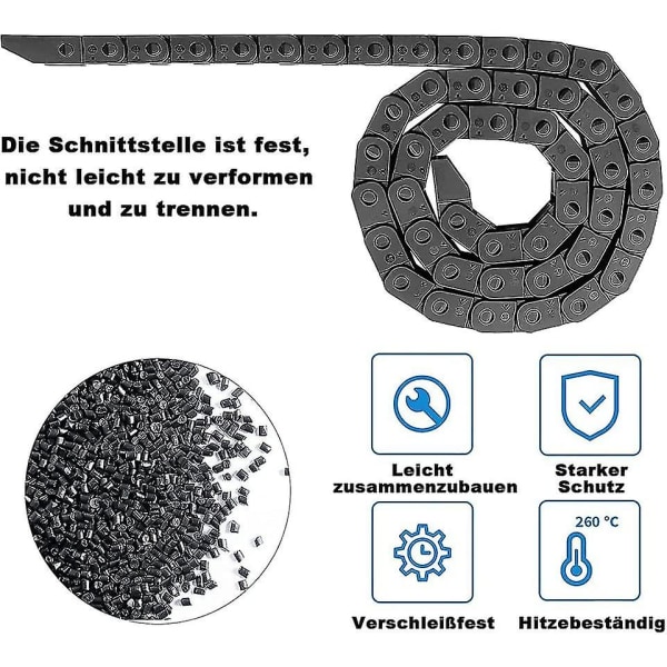 Kabelkæde 1010mm, 3d-printkabelkæde, til 3d-printer Cnc-routermaskine, sort Hy