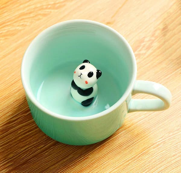 Kaffe Mugg Panda 3d Cartoon Djur Inuti Keramik Kopp