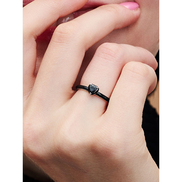 Pandora - P ME Sort Chakra Hjerte Ring - Sterlingsølv Circumference: 58mm