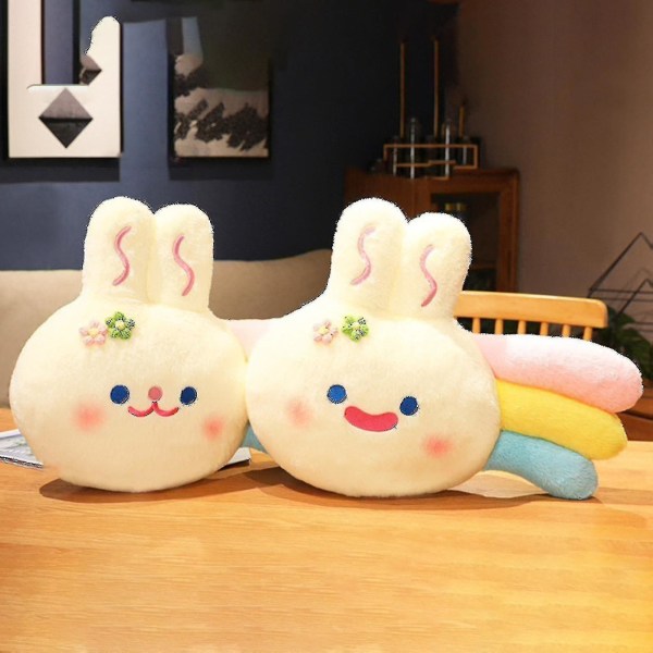 Uppoava eläimen pehmolelu sateenkaaren täyttö sarjakuva kukka sisustus täytetty kumppanuus hieno viihtyisä hymyilevä kasvo kissanpentu nukkumistyyny kodin sisustukseen Pink Rabbits