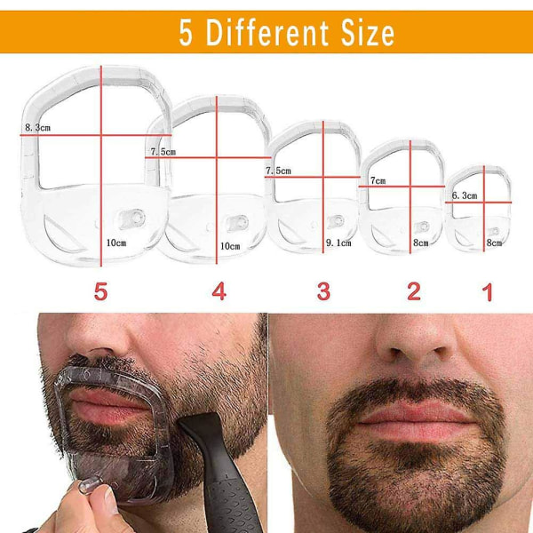 5 størrelser fippskjegg barberingsmal Skjeggguide Shaper skjeggforming og stylingmal for menn White