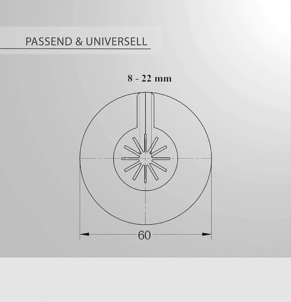 Sæt med 8 radiatorrosetter, rørskjuler, plastventilroset til diametre fra 8 til 22 mm, ultrahurtig montering