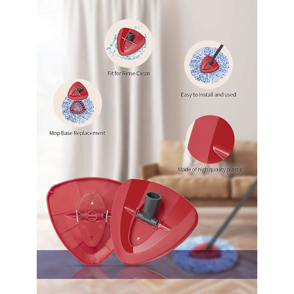 Spin Mop Hodeutskiftingsbase Roterende Trekant Mop Hodetrekk Plastbase Etui Kompatibel med vileda EasyWring Tilbehør, Pakke med 3, 1 stk