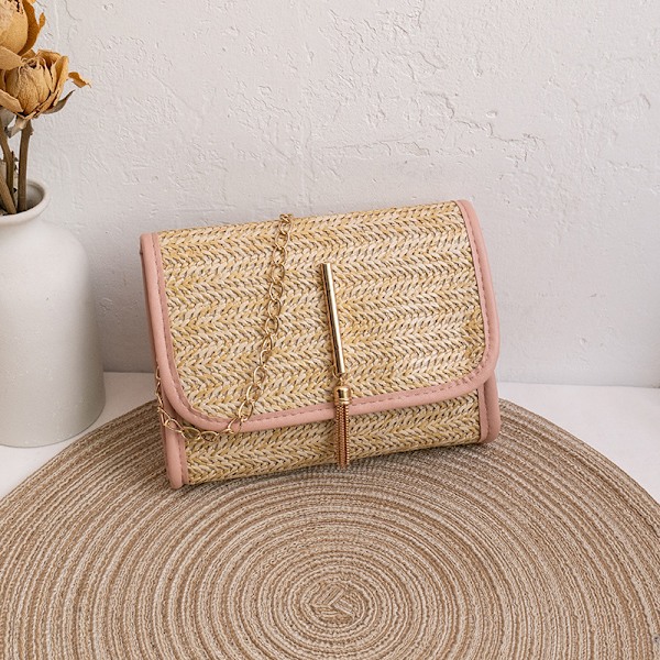 Mobiltelefonveske for jenter, fasjonabel stråveske, Messenger, fasjonabel og allsidig Pink Tassel