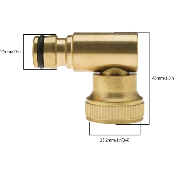 2 stk. 3/4 slangehane-stik, messing roterende hun-gevind til 3/4 hurtigkoblingsslangefitting (roterende retning)