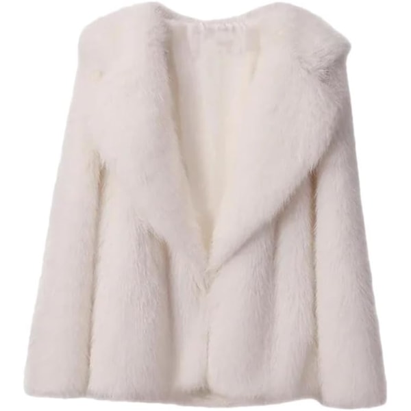 Elegant Kåpe for Kvinner med Sjal Krage, Dobbel Brystlukking og Lang Lengde i Ull Model White Fur Coat M