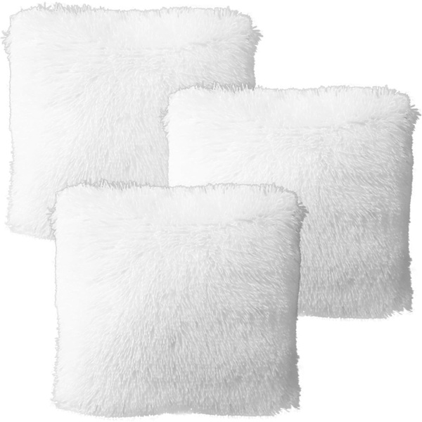 3 stk. bløde kunstige pels pudebetræk hjem dekorative firkantede fluffy pudebetræk pudebetræk pudebetræk til stue sofa soveværelse (43 x 43 cm)