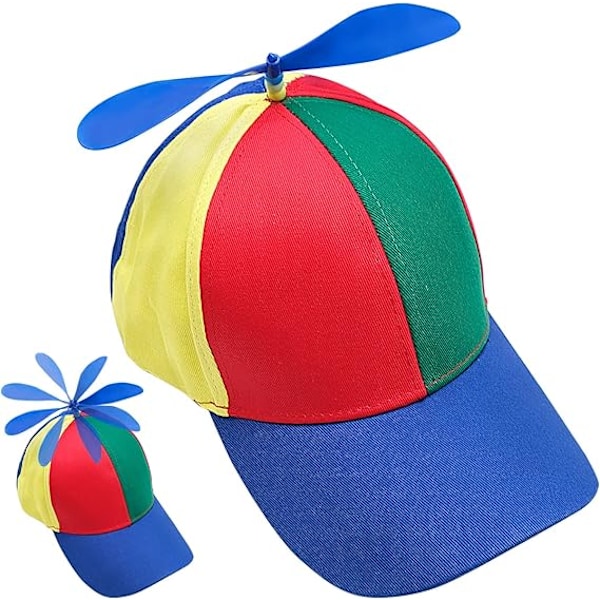 Propellhatt, morsom helikopterlue for barn, avtakbar regnbue baseball caps utendørs lue for campingaktiviteter, barnekostyme