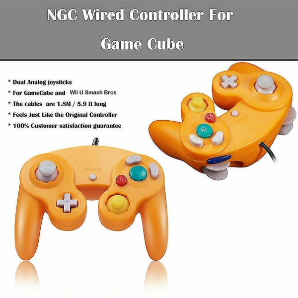 Ny kablet controller-gamepad til Nintendo Gamecube-konsol og Wii U-konsol silver