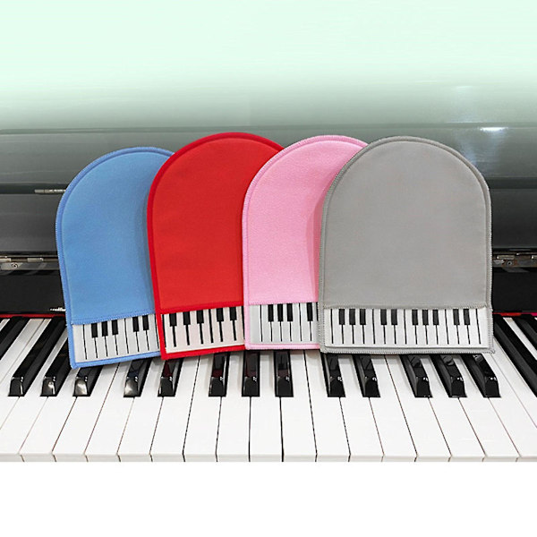 Mjuka pianorengöringshandskar i mikrofiberduk för rengöring av instrumenttangentbord Red