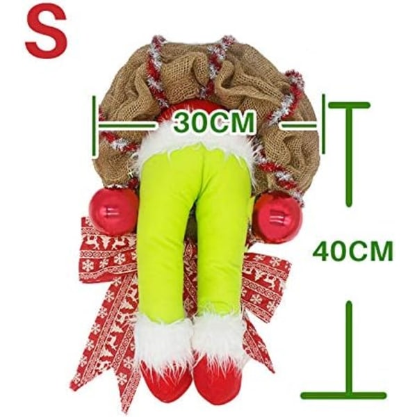 Grinch-krans, Juletyven Stjal Julen Burlap Krans Julekrans Grinch Julepynt Eksklusiv Julemand Krans Girland