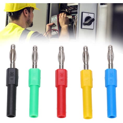 Bananstikforbindelse 5 stk./sæt J.20012, 4 mm han til 2 mm hun adapter til multimeter