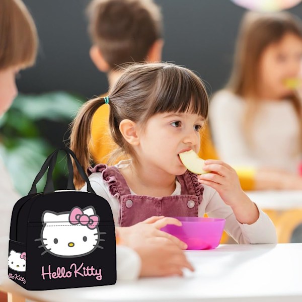 Cartoon Hello-Kitty Lunch Box Bag, Hello-Kitty Kawaii Lunch Bag Cute Anime Insulated Portable Lunch Box Lunch Tote Bag Food Storage Bag för skolan