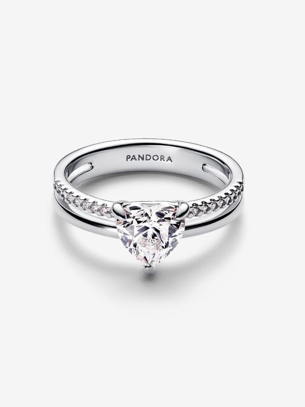 Pandora - Dobbel Bånd Hjerte Ring - Sterling sølv Circumference: 56mm