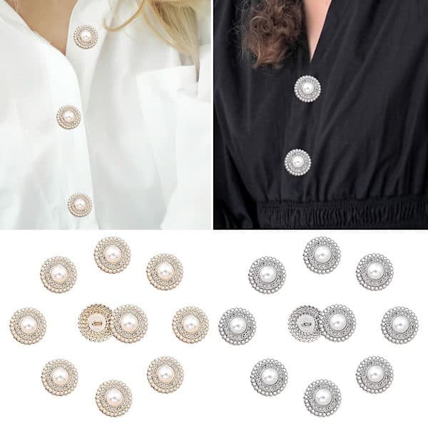 10 st Metall Strass Pärlknappar Skjortknappar SILVER silver 20MM10 st-10 st silver 20MM10pcs-10pcs