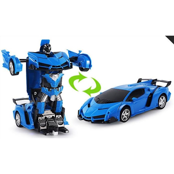 Transformerande leksaker för pojkar och flickor i åldrarna 5-7, fjärrstyrd bil som förvandlas till en robot, radiostyrd racerbil, robotfordon Blue