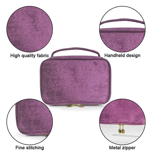 Makeup taske, rejse makeup organizer kosmetiske børste tasker Purple