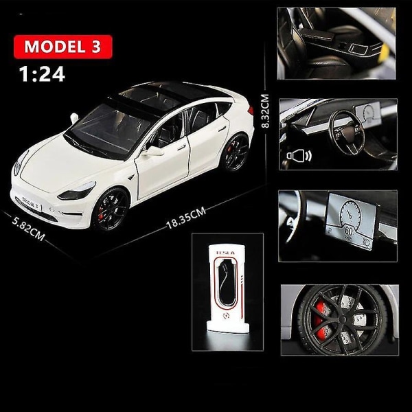 1:24 Tesla Model 3 Malli Y Malli S Malli X Seos Die Valettu Automalli Ääni ja Kevyt Lasten Lelu Keräilykohteet Syntymäpäivälahja Model 3 Black