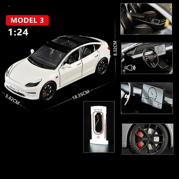 1:24 Tesla Model 3 Model Y Model S Model X Legering Die Cast Bilmodell Lyd Og Lys Barnas Leke Samleobjekter Bursdagsgave Roadster Red