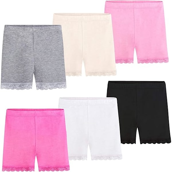 Sykkelshorts Jenter Sort Dans Pe Shorts Barn med Blonder Kant Sport 2-10 År 6 Pakk 8-10 Years