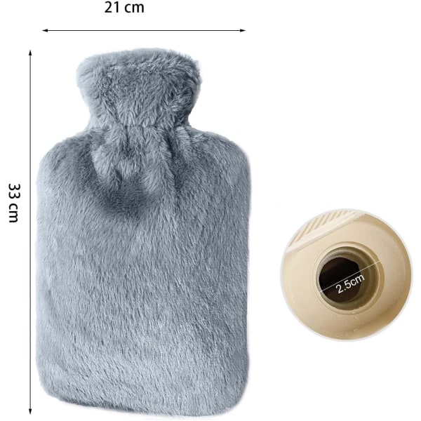 Varmvattenflaska med fluffigt överdrag - Mjuk lyx, 2L stor varmvattenflaska som en fantastisk present till kvinnor och män, varm varmvattenpåse för sängen, mysiga nätter