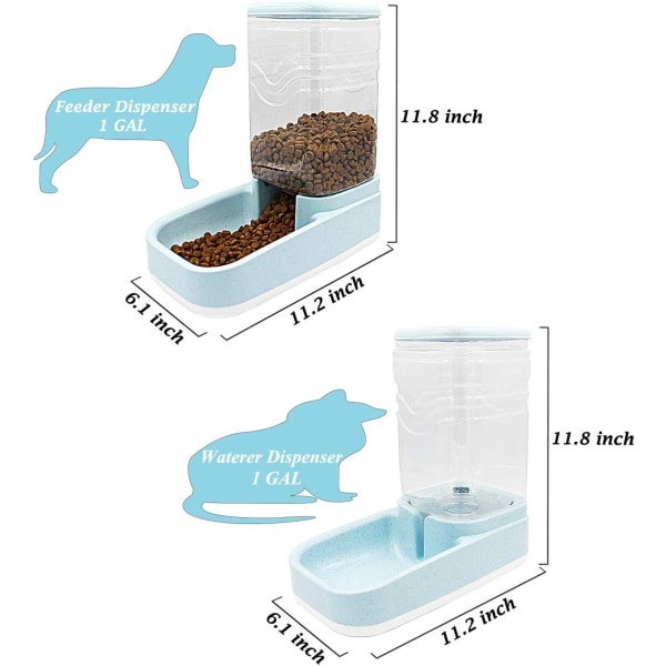 Automaattinen lemmikkieläinten juoma-annostelija, iso koiran juomapiste, itseannosteleva painovoimainen juomalähde, syöttölaitteet (3,8 litran set)