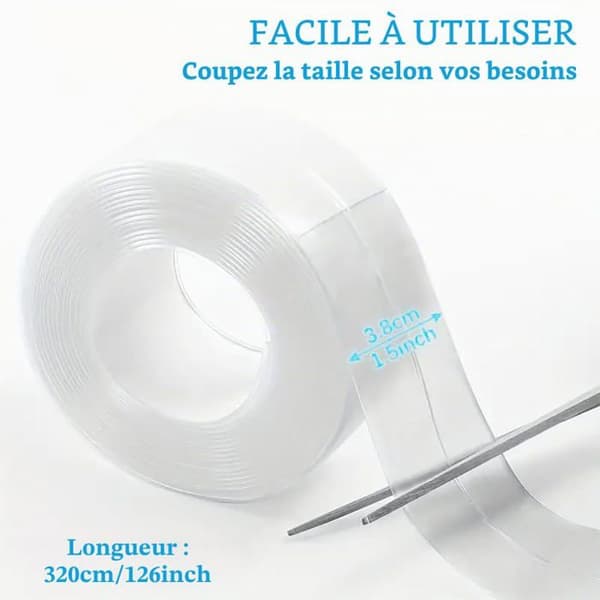2 st transparenta badrumsrullar med anti-mögelhäfttejp för diskbänk, 3,2 m x 3,8 cm