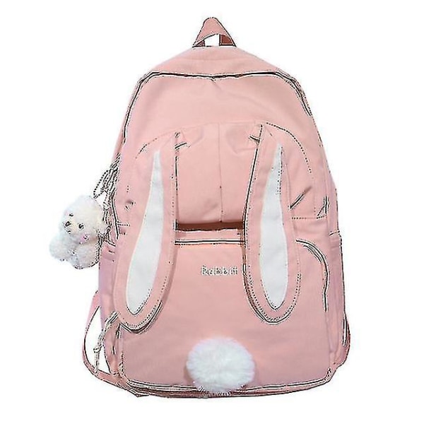 Suloinen kani nuori tyttö koulu reppu naisille suuri kapasiteetti Kawaii reppu Mochila Pink naisten reppu Nylon sarjakuva koululaukku No bear doll pink