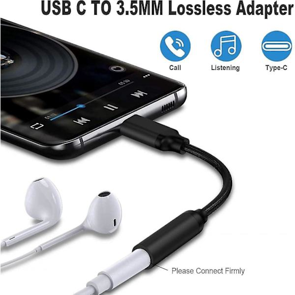 Usb-C-3,5 mm:n naaraspuhelinliitinsovitin, Usb-C-Aux-ääniliitinsovitin, yhteensopiva Pixel 4 3 2 Xl:n, Samsung Galaxy S21 S20 Ultra S:n kanssa