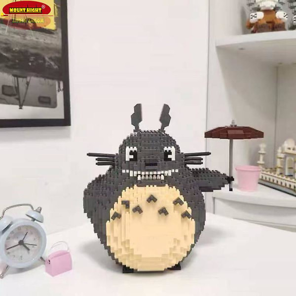 Anime Totoro No Face Man Cat Cartoon Animal Pet Umbrella Model Diy Mini Diamond Blocks Bricks Building Children Adult Toy Gift Without Box JiJi Black Cat