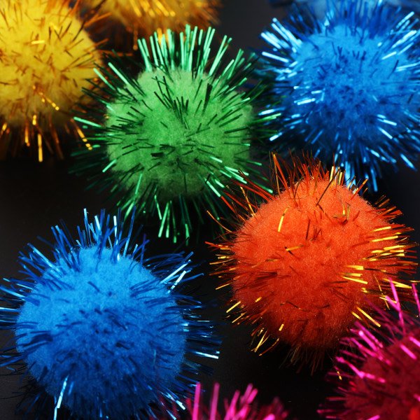 100 stk. 30 mm Mini Fluffy Soft Pom Poms Pompoms Glitter Ball Håndlavede Børnelegetøj DI