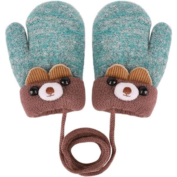 Toddler Magic Stretch Mittens Tykke Plysjforet, Vinter Baby Boys Girls Strikkede Hansker Varme Fluffy Full Finger Hansker Kaldt Vær Ski Hansker