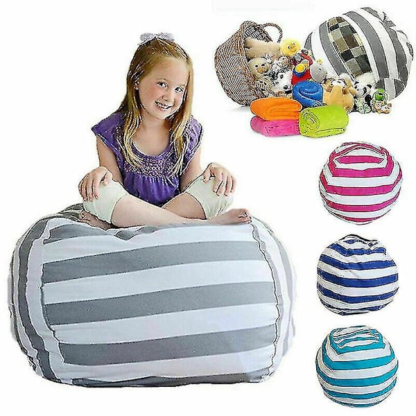 Ekstra stor oppbevaringssekk for kosedyr, sittepuff for barn, hjem Grey