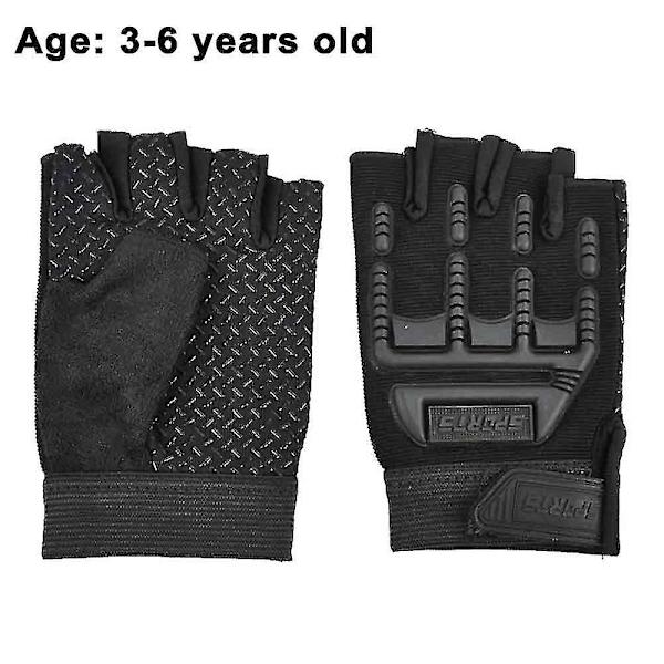 Barnens utomhussporthalvfingerhandskar halkfria andningsbara handskar 3 to 6 years old liberty black