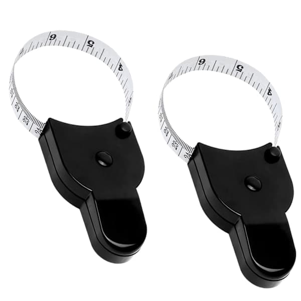 2-pack kroppsmåttband 150 cm, låsstift och tryckknapp infällbart måttband svart