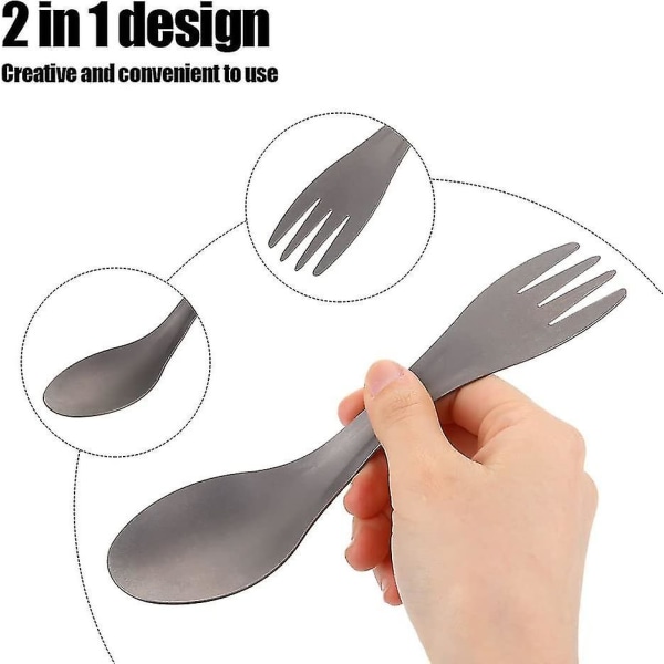 Titanspork, bærbar multifunktionel titaniumlegering 2 i 1 ske, kombinationsske udendørs gaffel til picnic Hy