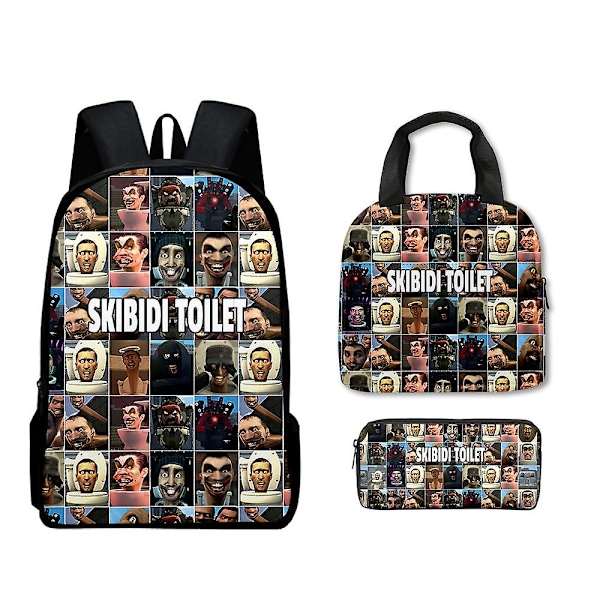 Uusi peli Skibidi WC-koululaukku tai salkku tai kynäpussi tai kolmiosainen reppu opiskelijoille Only a satchel 7
