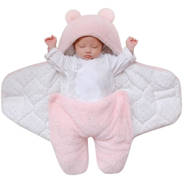 Varm Fleece Vintersovsäck för Babyflicka 0-3 Månader, Sovpåse med Separata Ben, Vit