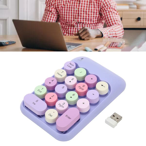 Trådløst Retro Numerisk Tastatur Mini 18 Taster til Bærbar Computer Lilla
