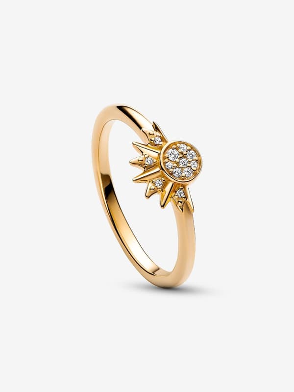 Pandora - Celestial Sparkling Sun -sormus - 14k kullattu Circumference: 54mm