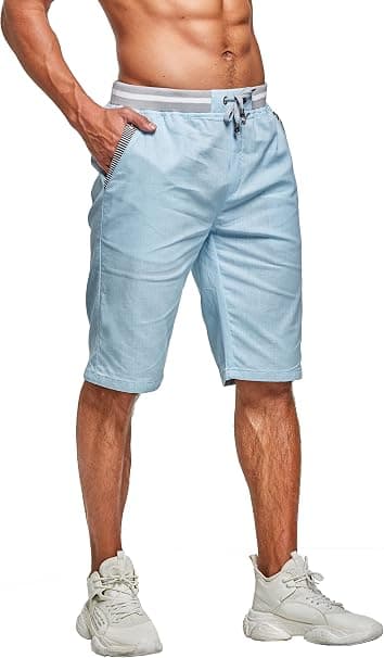 Sommershorts for menn i bomull med elastisk linning