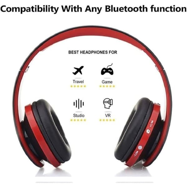 Trådlösa Bluetooth-hörlurar Over-Ear Vikbara och infällbara Bluetooth-headset med mikrofon Kompatibla med iOSAndroid