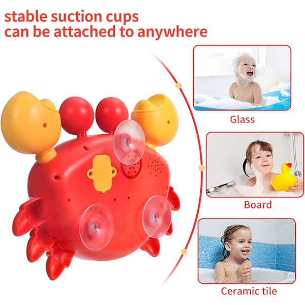 Badleksaker för barn, automatisk krabba bubbelmaskin badleksaker för småbarn, badbubbelmaskin med musik, bra bubbelbadkar leksaker presenter för flickor pojkar Crab-Red