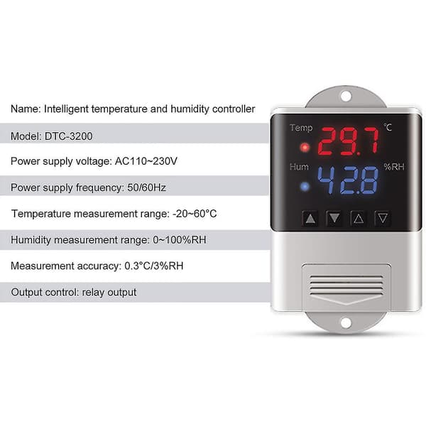 Professionell Termometer Hygrometer 20~60c/0~100%rh Temperatur & Luftfuktighet