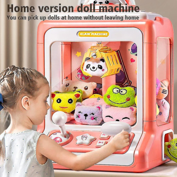 Automatisk dockmaskinleksak för barn Mini Cartoon Play Game Claw Crane Machines med ljusmusik Barnleksakspresenter E7x8 A