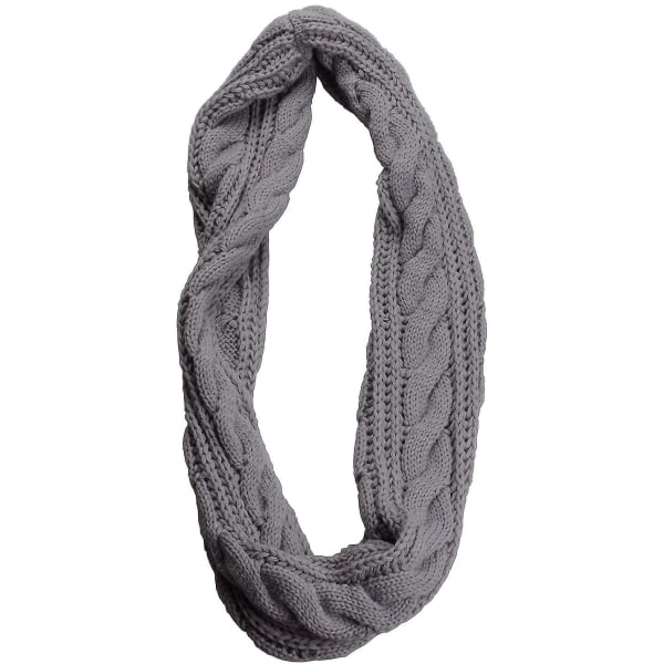 Dam infinity stickad halsduk cirkel loop varm mode tjock ribbad halsduk grå
