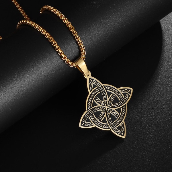 Hekse knude vedhæng halskæde Celtics irsk amulet rustfrit stål firkantet  kæde Silver 2f2c | Silver | Fyndiq