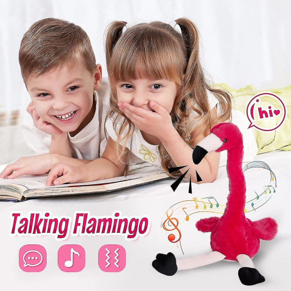 1 stk Talende Flamingo Gentager Hvad Du Siger Interaktiv Sød Plyslegetøj Fyldte Dyr Fødselsdagsgaver Til Drenge Og Piger, Rød